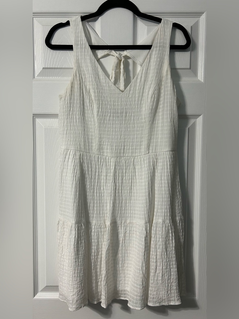 City Studio White V-Neck Tiered Mini Dress